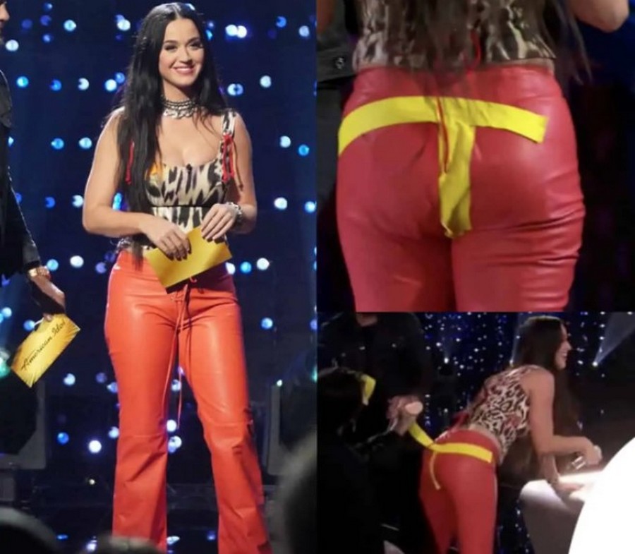 Katy Perry strappa i pantaloni e li ripara con lo scotch
