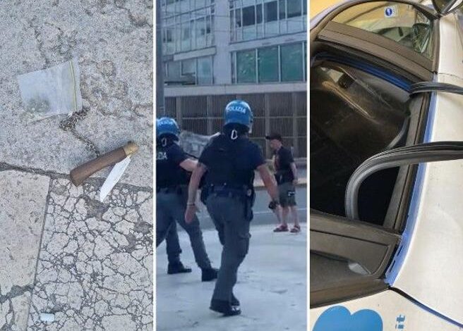 milano poliziotti minacciati coltello skateboard