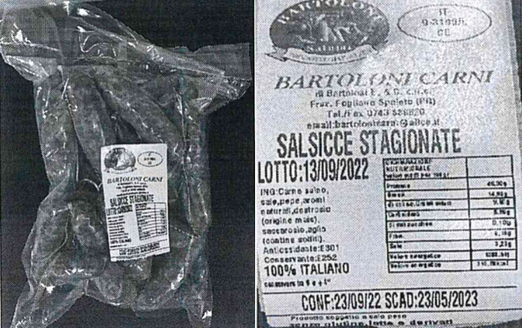 salmonella ritira salsicce stagionate
