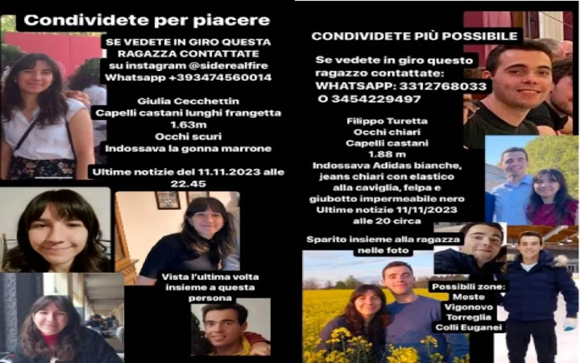 scomparsi Giulia Cecchettin Filippo Turetta