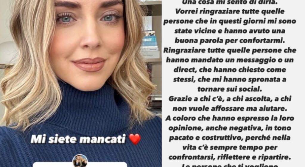 chiara ferragni torna instagram