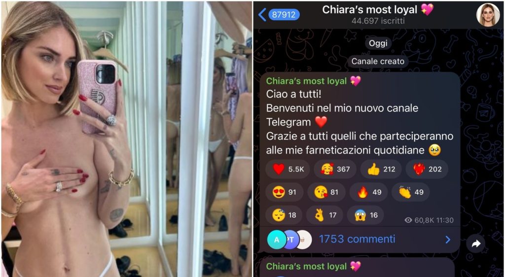 Chiara Ferragni canale Telegram