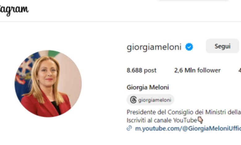 Giorgia Meloni hackerato profilo Instagram