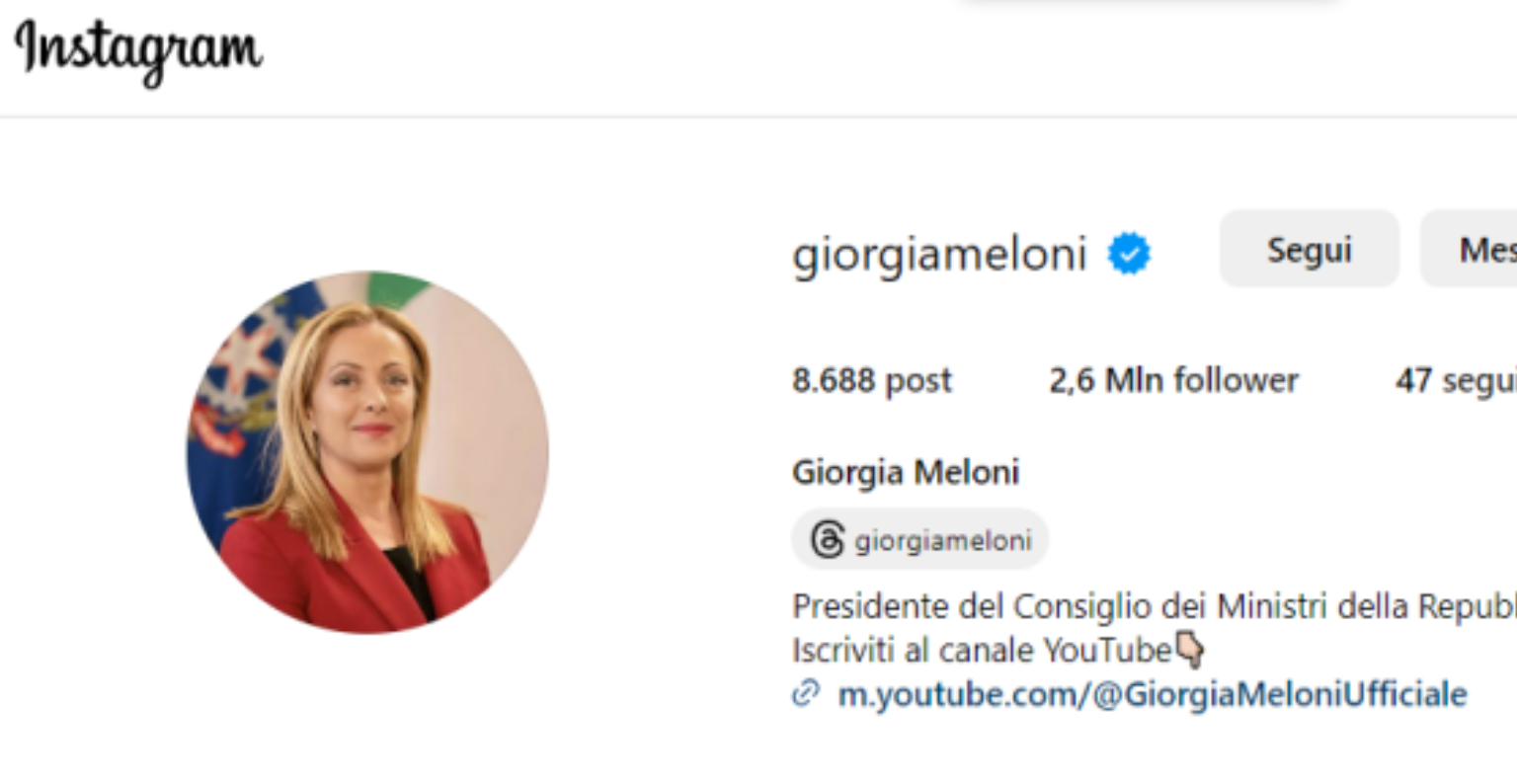 Giorgia Meloni hackerato profilo Instagram