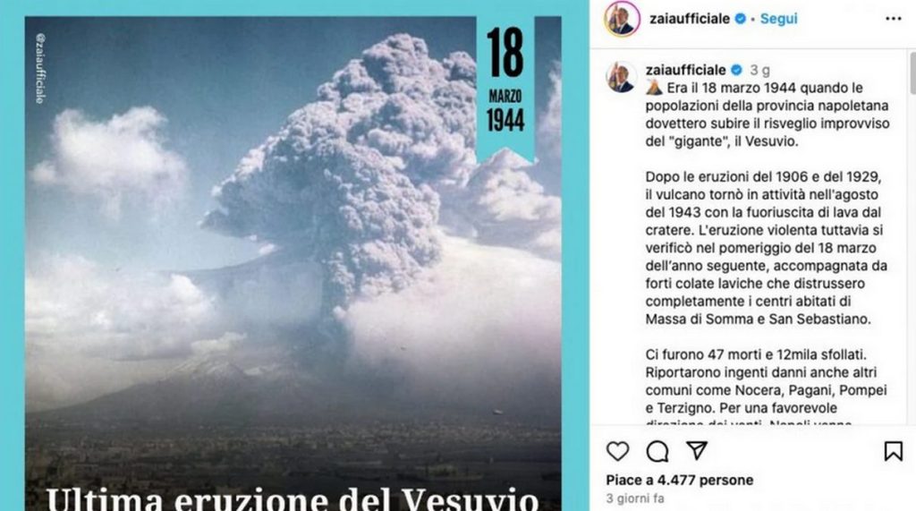 presidente zaia ricorda ultima eruzione vesuvio commenti razzisti