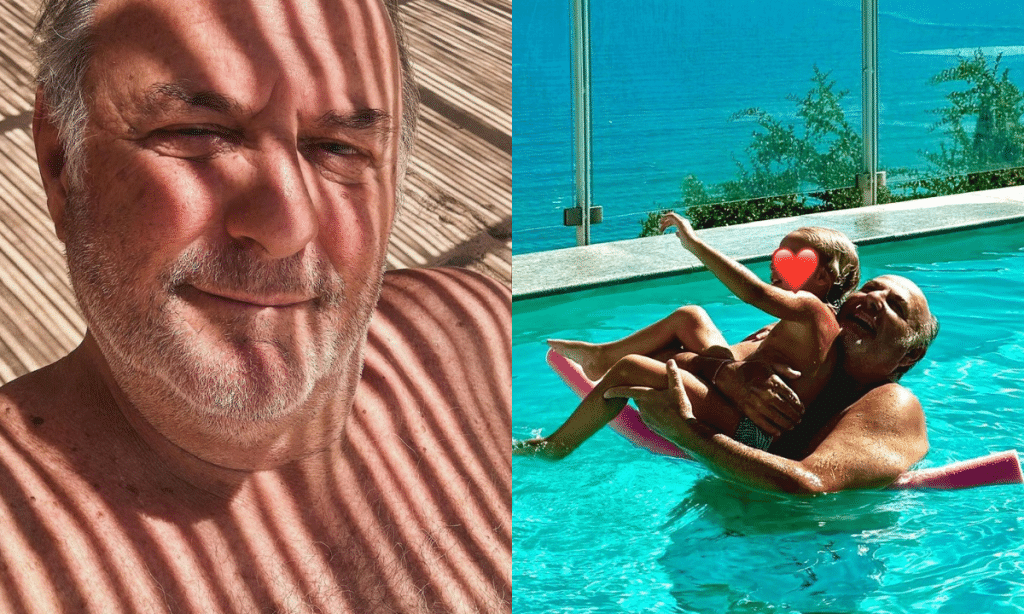 Gerry Scotti nonno dolce felice Virginia piscina